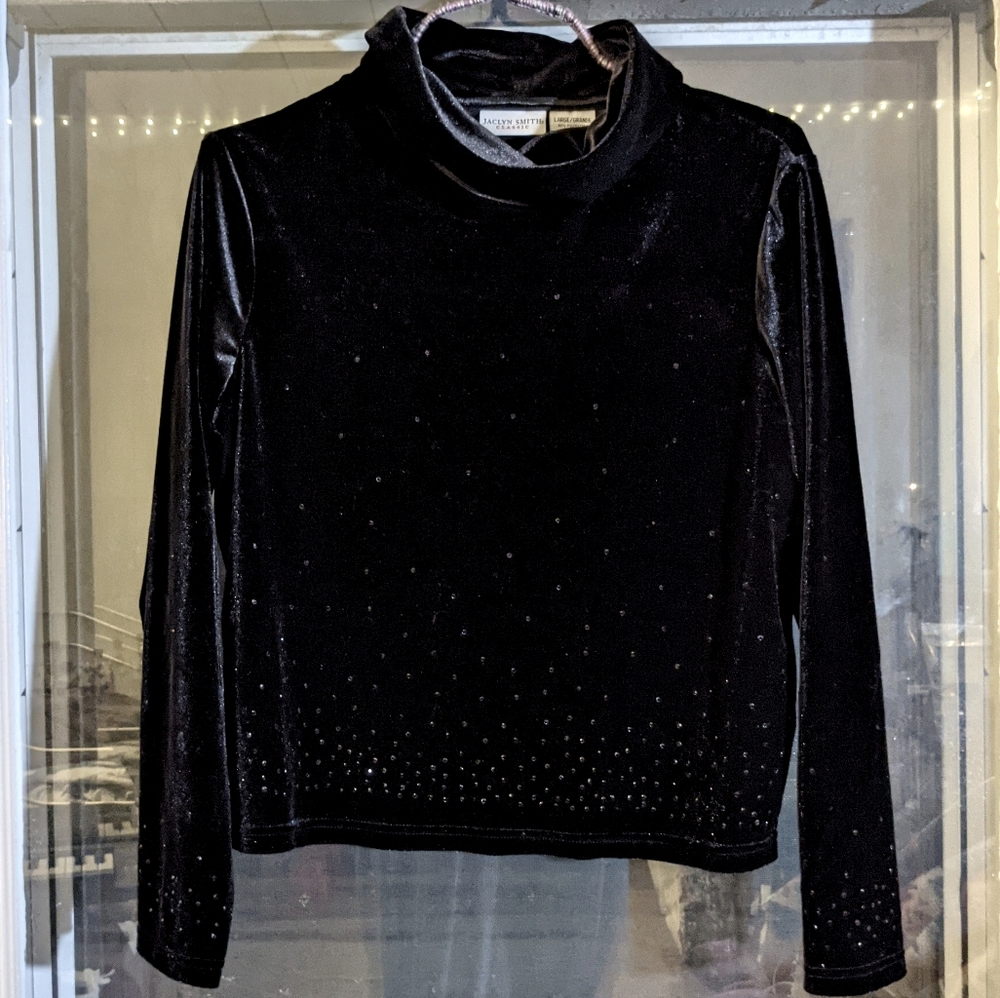 Vintage Black Velvet and Sparkle Jaclyn Smith - L
